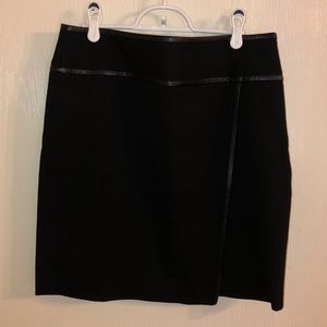 WHBM Black Skirt with Faux Leather Trim